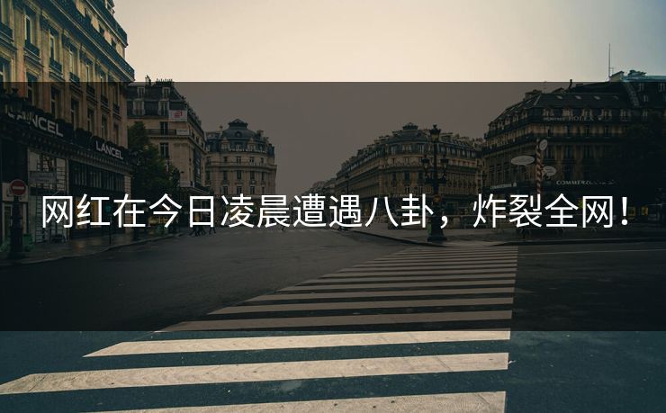 网红在今日凌晨遭遇八卦，炸裂全网！