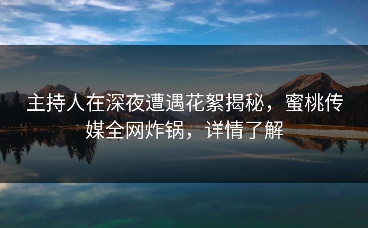 主持人在深夜遭遇花絮揭秘，蜜桃传媒全网炸锅，详情了解